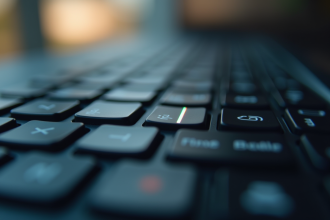 Clavier d'ordinateur en gros plan avec touche barre verticale