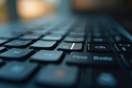 Clavier d'ordinateur en gros plan avec touche barre verticale