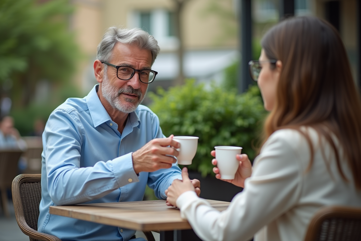Homme et femme discutant d