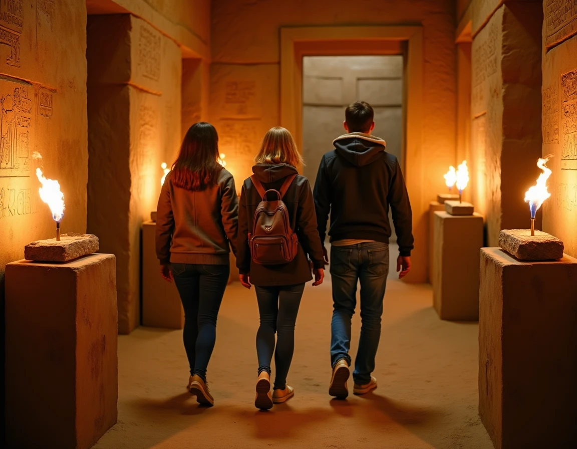Participants explorant la salle thématique archéologique d'Enigmatik Tours au centre-ville de Tours