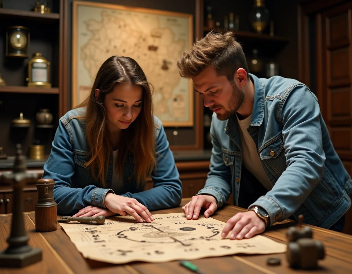 Joueurs résolvant des énigmes à Escape Time à Saint-Cyr-sur-Loire dans une salle thématique vintage