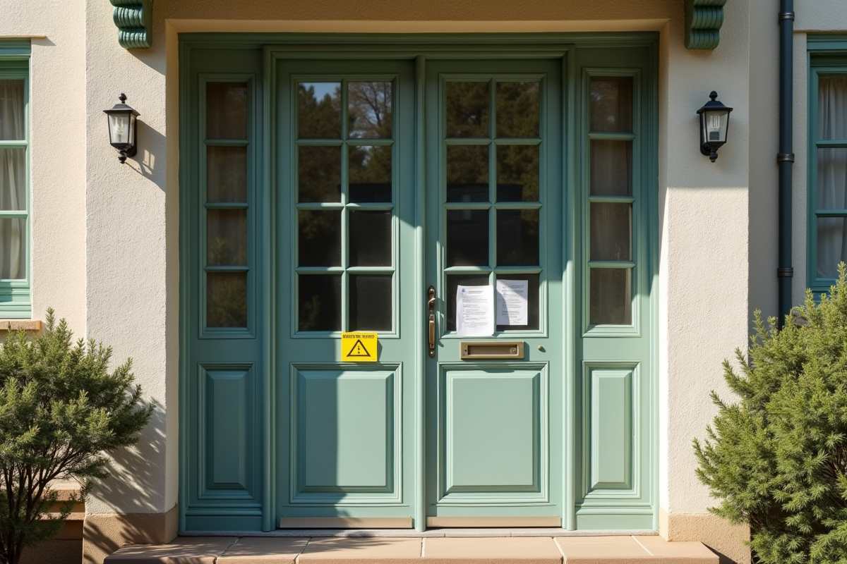 Façade d immeuble avec document et avis de penalite en évidence