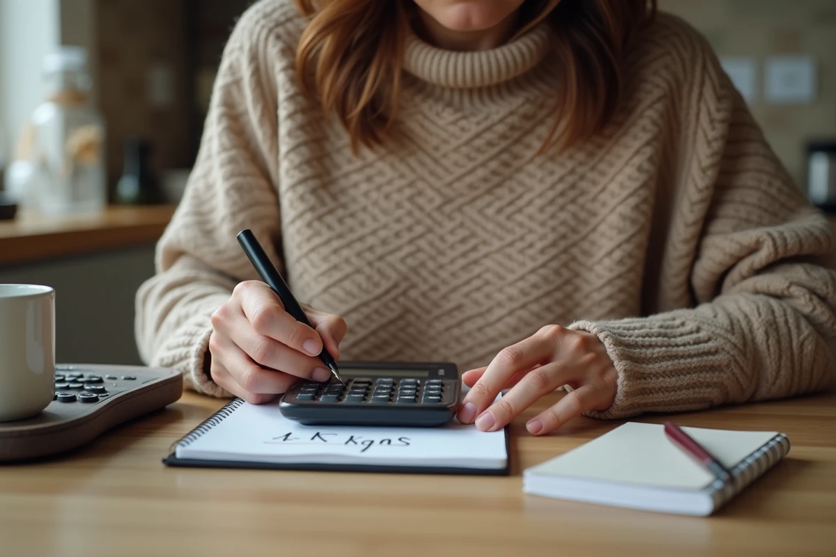 Femme convertissant des grammes en kilogrammes à la maison
