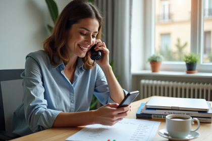 Femme d'âge moyen au téléphone avec drapeau italien