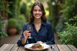 Verre de vin rouge à côté d'un filet mignon savoureux