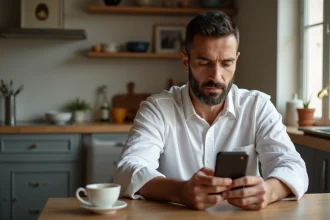Homme consultant les horaires de prière sur son smartphone sans application à Toulouse