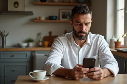 Homme consultant les horaires de prière sur son smartphone sans application à Toulouse