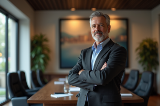 Homme d'affaires confiant dans un bureau moderne