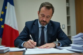 Homme français remplissant un formulaire d'autorisation d'armes