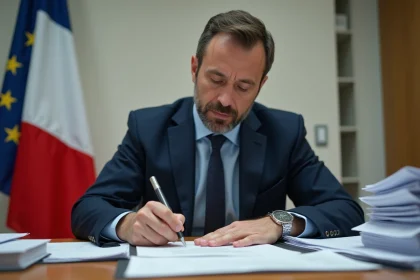 Homme français remplissant un formulaire d'autorisation d'armes