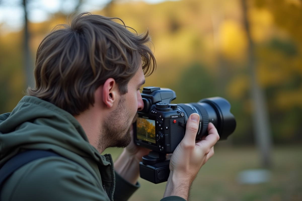 Photographe débutant frustré par une photo floue sur l