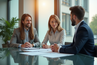 Couple en réunion bancaire avec conseiller financier